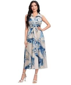 Women's Multicolor Cotton Sleeveless Maxi Dresses
