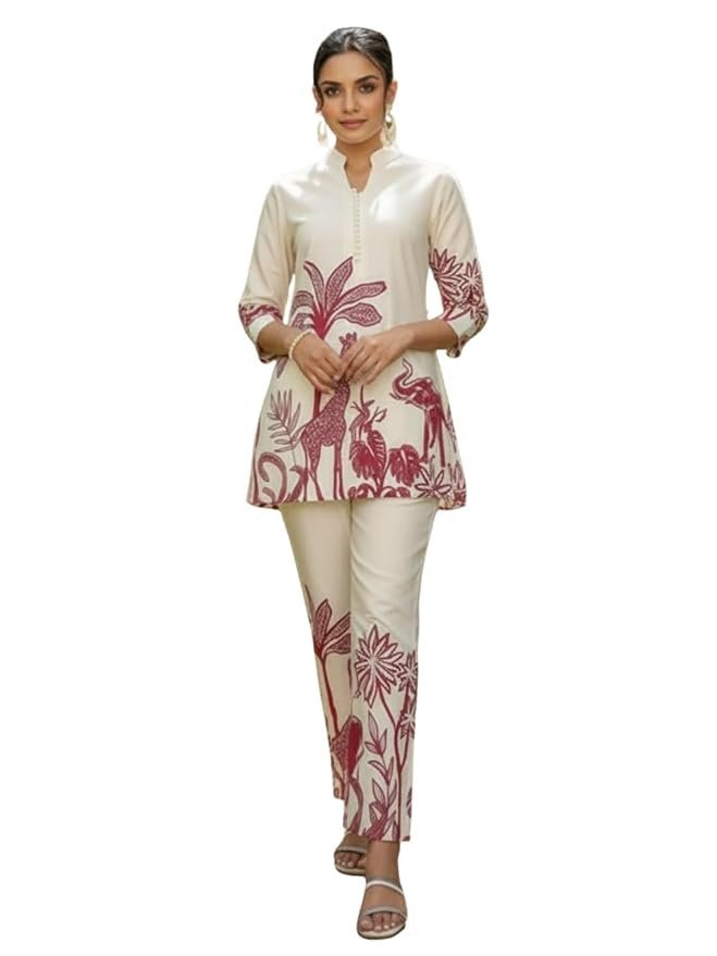 Sandi.blogWomen's Rayon Co-Ord Set | Printed Shirt and Pant Set for Women | Casual Two Piece Lounge Outfit | Western Outfit - Image 10