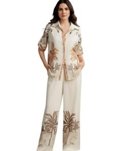 Sandi.blogWomen's Rayon Co-Ord Set | Printed Shirt and Pant Set for Women | Casual Two Piece Lounge Outfit | Western Outfit