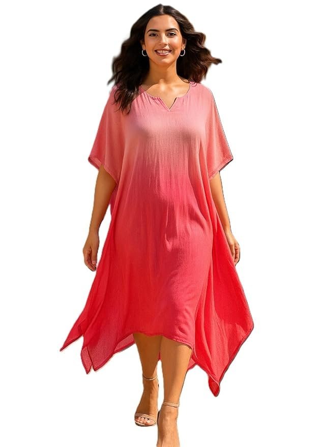 sandi.blog Women Handcrafted Tie & Dye Rayon Kaftan Dress | Casual Wear | Flowy Kaftan Style | Lightweight & Breathable Fabric - Image 25