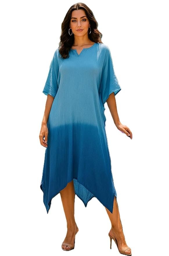 sandi.blog Women Handcrafted Tie & Dye Rayon Kaftan Dress | Casual Wear | Flowy Kaftan Style | Lightweight & Breathable Fabric - Image 18