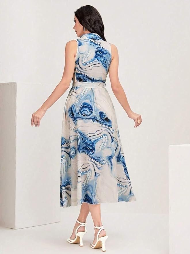 Women's Multicolor Cotton Sleeveless Maxi Dresses - Image 4