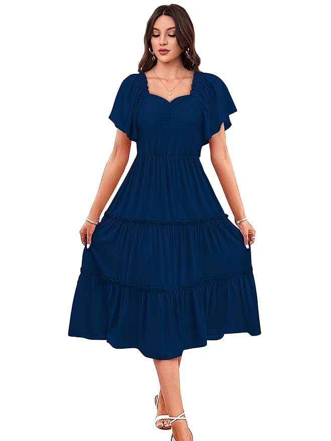Women | Dresses for Women | Fit & Flare Dress | Anarkali Dress for Women | Midi Length Dress | Rayon Dresses | One Piece Dress for Women - Image 7