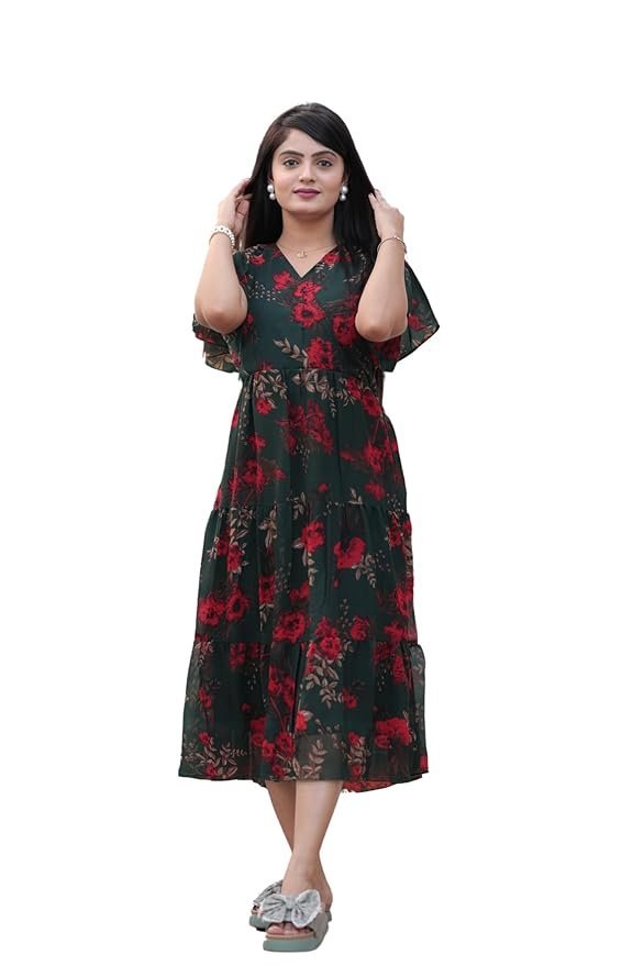 Women's Georgette Printed Dress | Women Midi Dress | One Piece Dress for Women | Dress for Women - Image 14