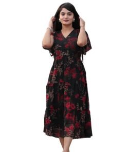 Women's Georgette Printed Dress | Women Midi Dress | One Piece Dress for Women | Dress for Women