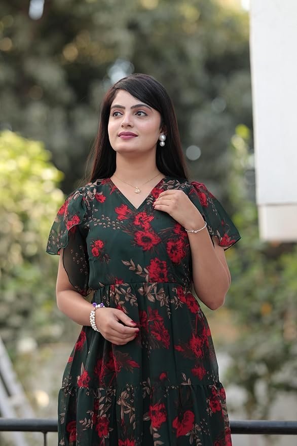 Women's Georgette Printed Dress | Women Midi Dress | One Piece Dress for Women | Dress for Women - Image 18