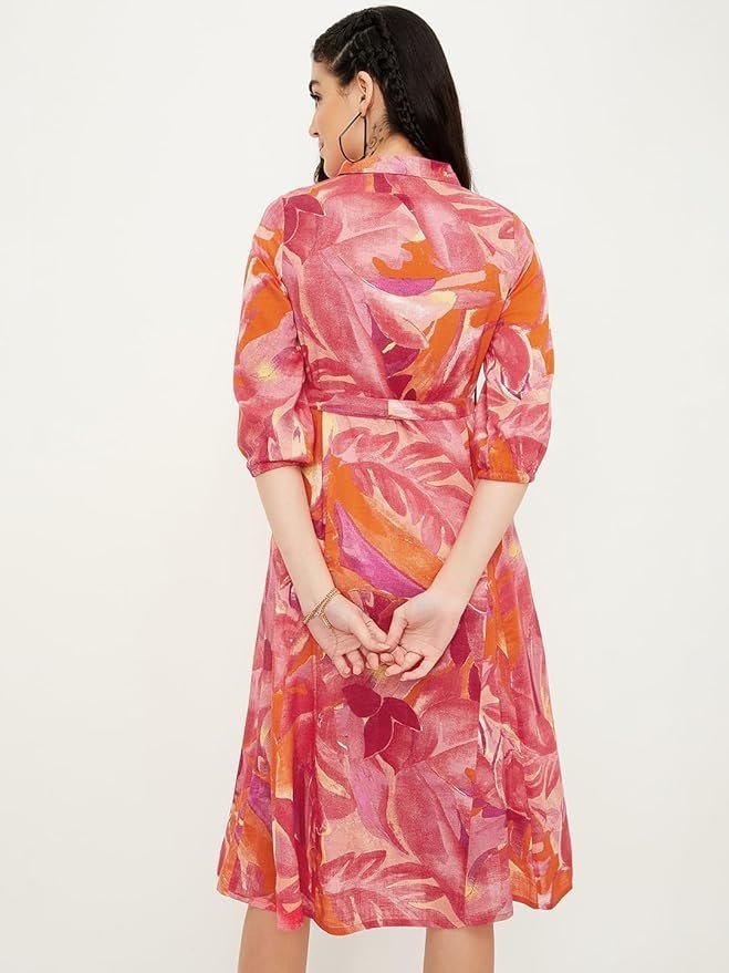 Women's Fit and Flare Knee Length Dress - Image 5