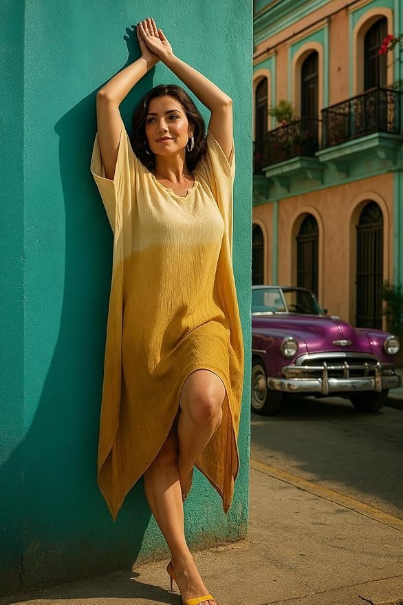 sandi.blog Women Handcrafted Tie & Dye Rayon Kaftan Dress | Casual Wear | Flowy Kaftan Style | Lightweight & Breathable Fabric - Image 15