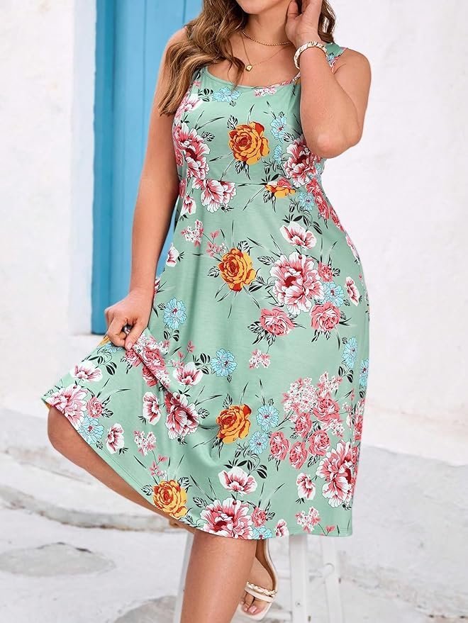 Women's & Girls Midi Solid Cami Casual Dress - Image 2