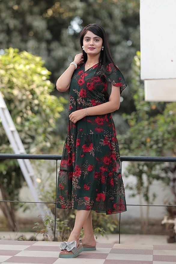 Women's Georgette Printed Dress | Women Midi Dress | One Piece Dress for Women | Dress for Women - Image 15
