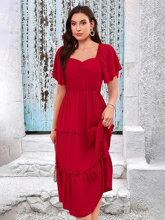 Women | Dresses for Women | Fit & Flare Dress | Anarkali Dress for Women | Midi Length Dress | Rayon Dresses | One Piece Dress for Women - Image 4