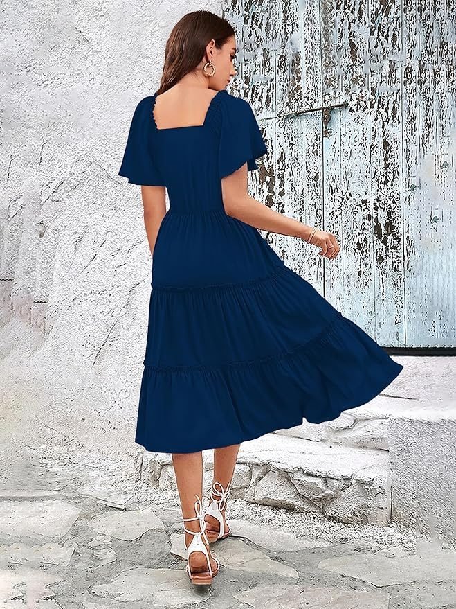Women | Dresses for Women | Fit & Flare Dress | Anarkali Dress for Women | Midi Length Dress | Rayon Dresses | One Piece Dress for Women - Image 11