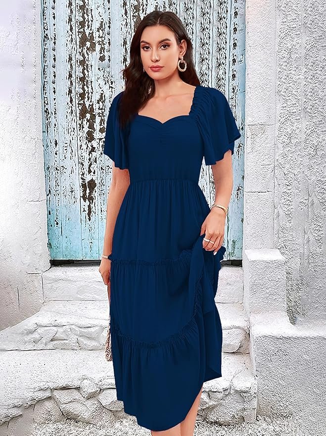 Women | Dresses for Women | Fit & Flare Dress | Anarkali Dress for Women | Midi Length Dress | Rayon Dresses | One Piece Dress for Women - Image 9