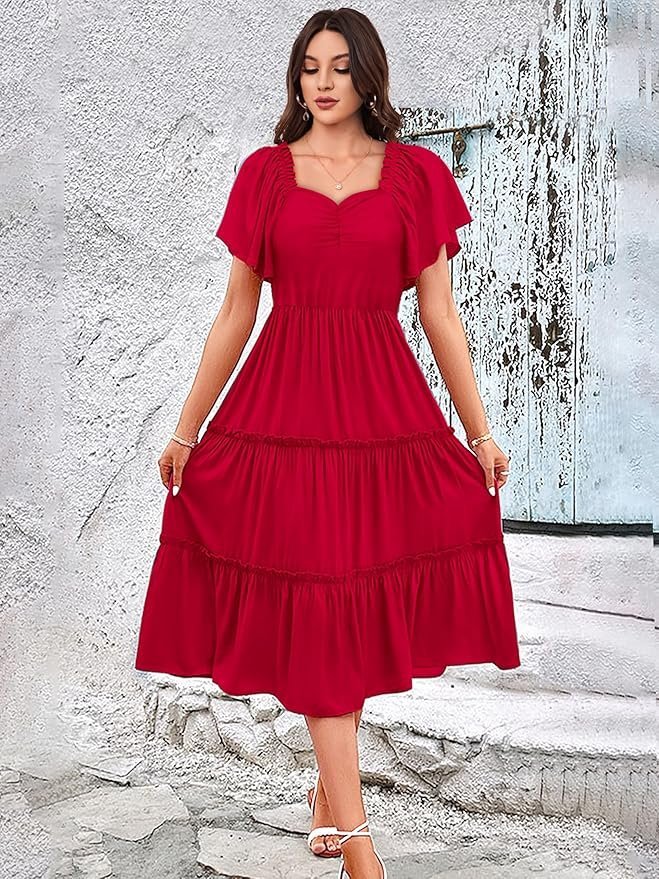 Women | Dresses for Women | Fit & Flare Dress | Anarkali Dress for Women | Midi Length Dress | Rayon Dresses | One Piece Dress for Women - Image 3