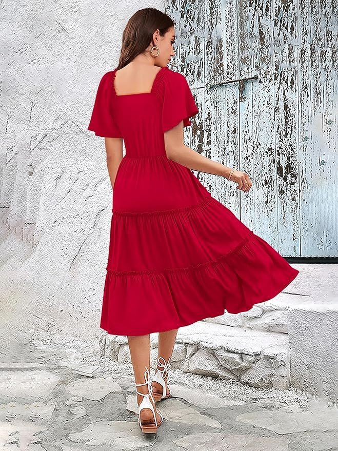 Women | Dresses for Women | Fit & Flare Dress | Anarkali Dress for Women | Midi Length Dress | Rayon Dresses | One Piece Dress for Women - Image 6